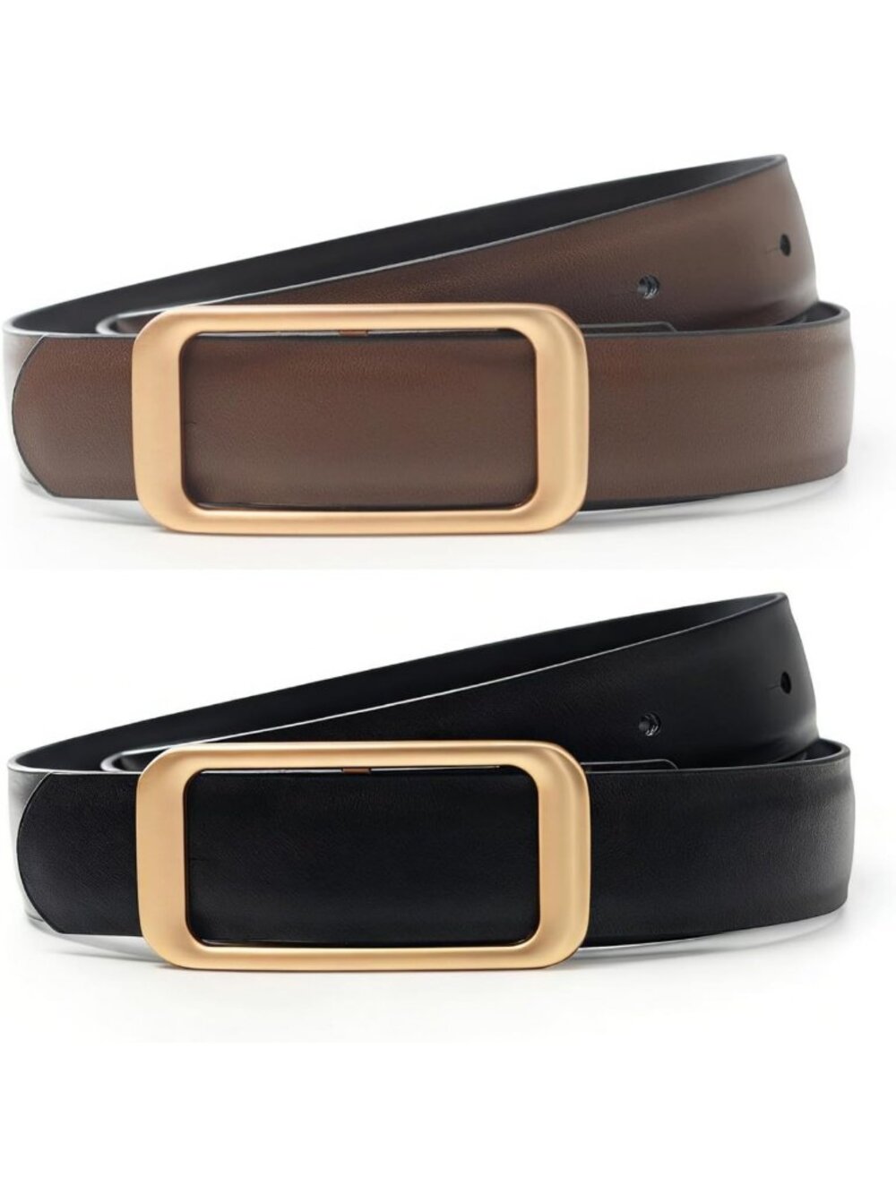 Reversible Genuine Leather Thin Waist Belt for Women - Fashionable Accessory for